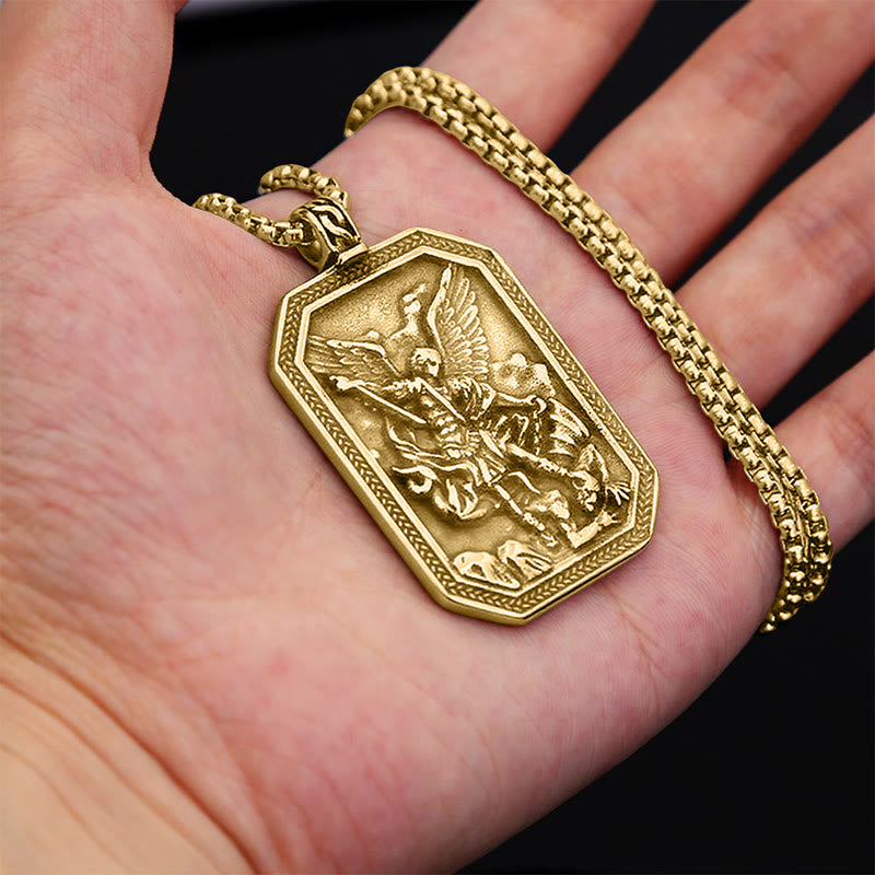 FREE Today: Classic Style St. Michael the Archangel Protection Stainless Steel Pendant Necklace