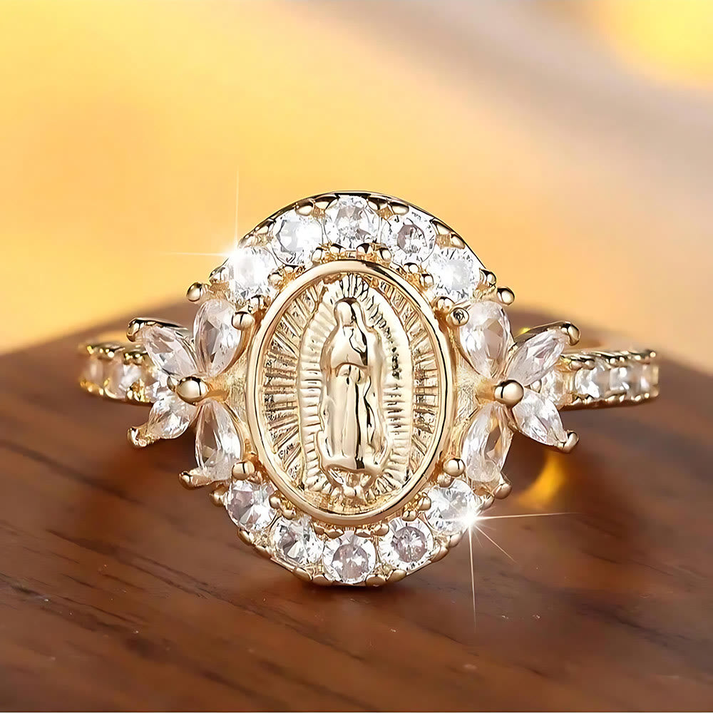 FREE Today: Elegant Virgin Mary Emblem Ring: Sacred Detail for Daily Devotion
