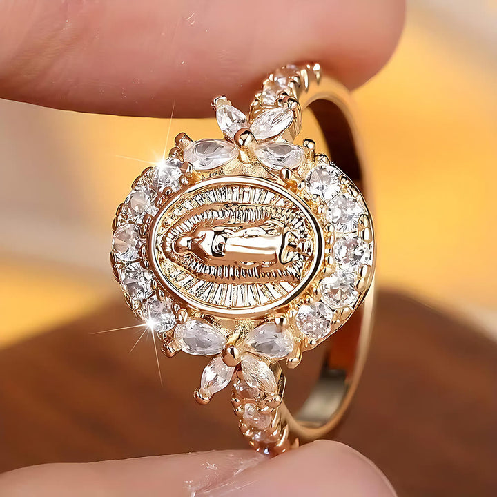 FREE Today: Elegant Virgin Mary Emblem Ring: Sacred Detail for Daily Devotion
