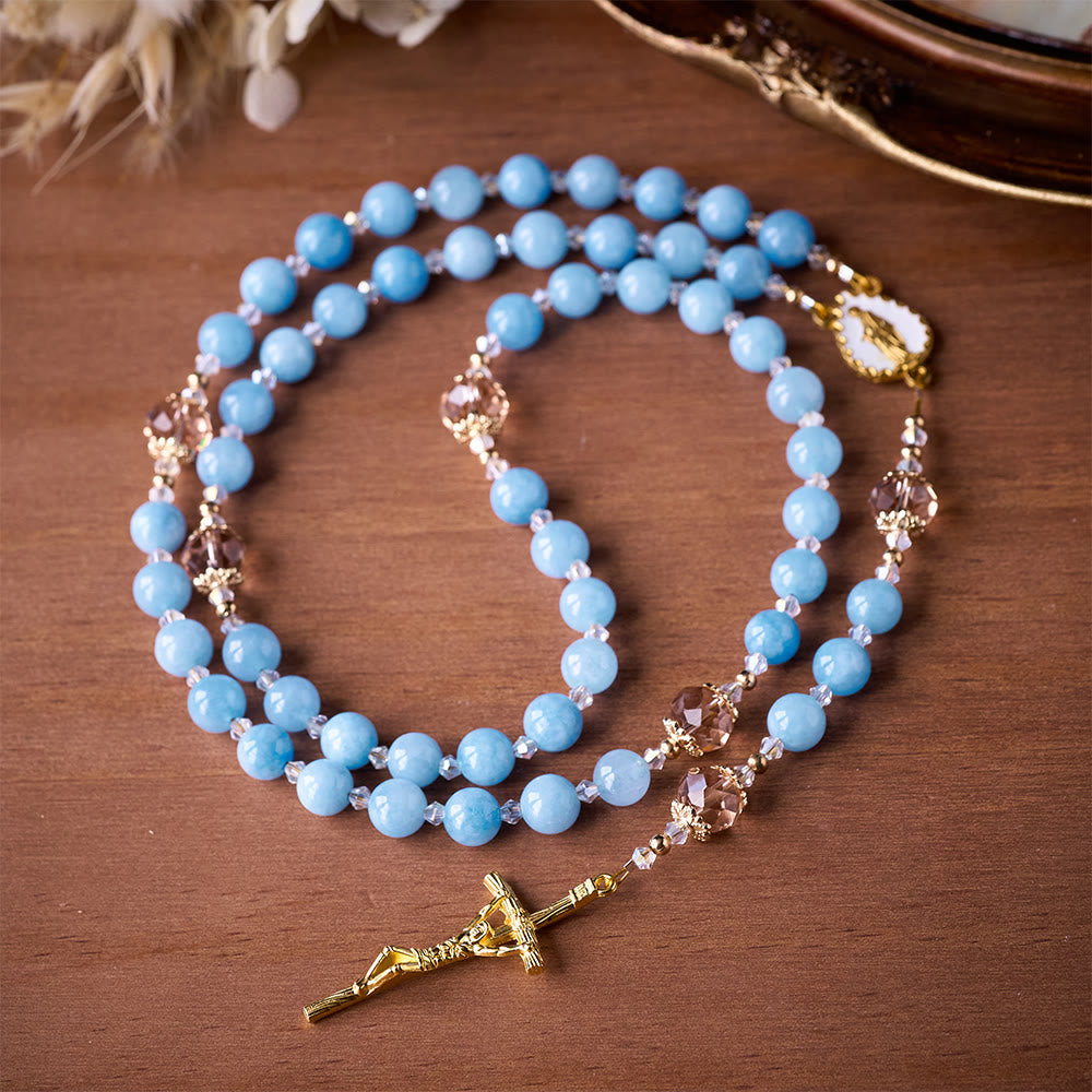 SolaceBeads Serene Waters Aquamarine Beads Rosary
