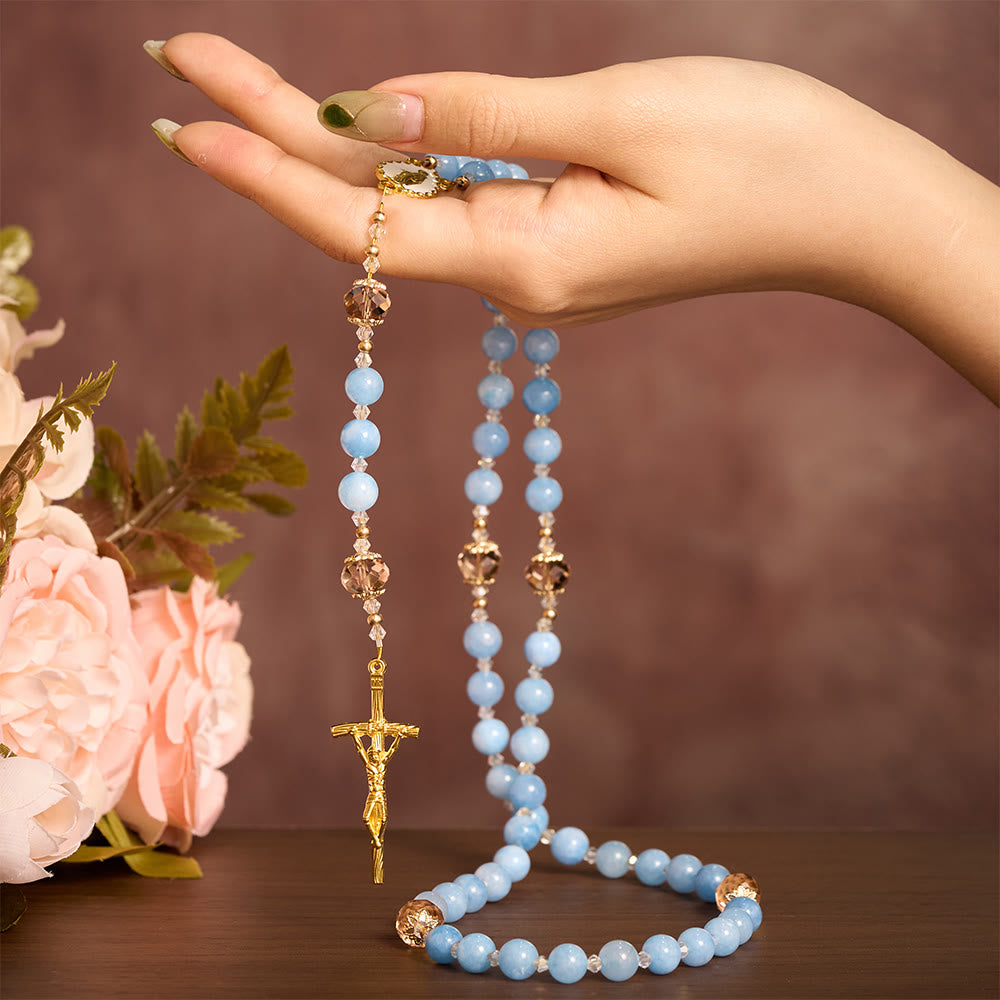 SolaceBeads Serene Waters Aquamarine Beads Rosary