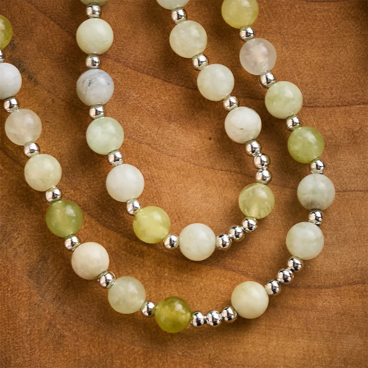 SolaceBeads Green Xiuyan Jade Rosary Bracelet Wrap with Miraculous Medal: Wearable Calm