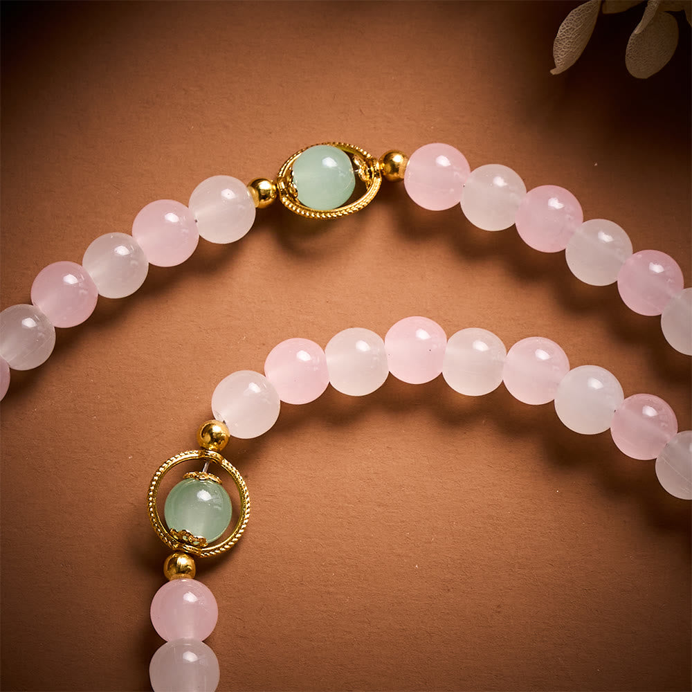 SolaceBeads Artistic Pink &amp; White Beaded Rosary: A Fusion of Colors &amp; Sacred Symbols