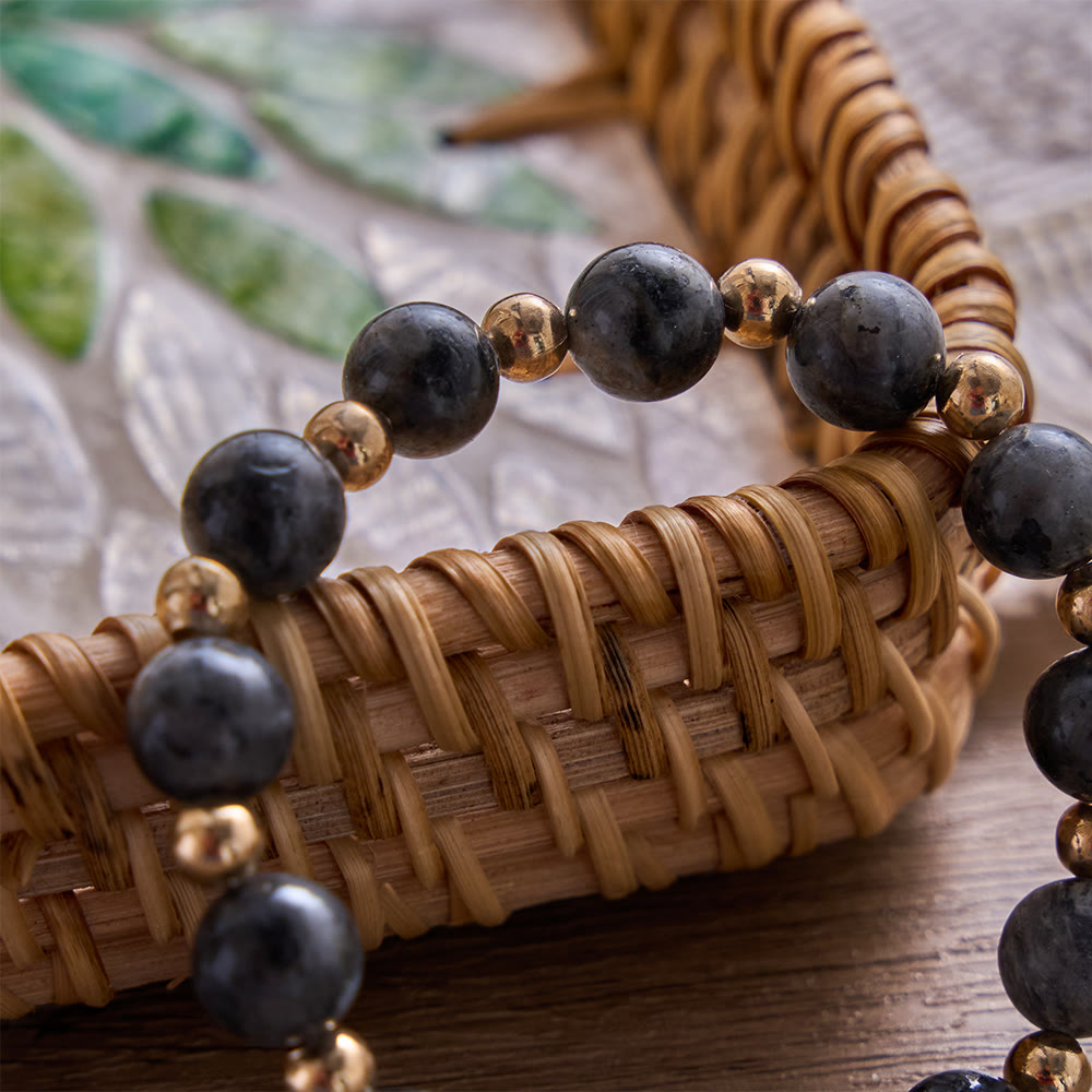 SolaceBeads The Dark Luster Faith Black Flash Bodhi Wood Beads Rosary Bracelet: Rooted in Peace