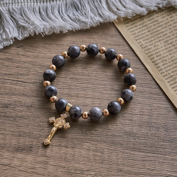 SolaceBeads The Dark Luster Faith Black Flash Bodhi Wood Beads Rosary Bracelet: Rooted in Peace