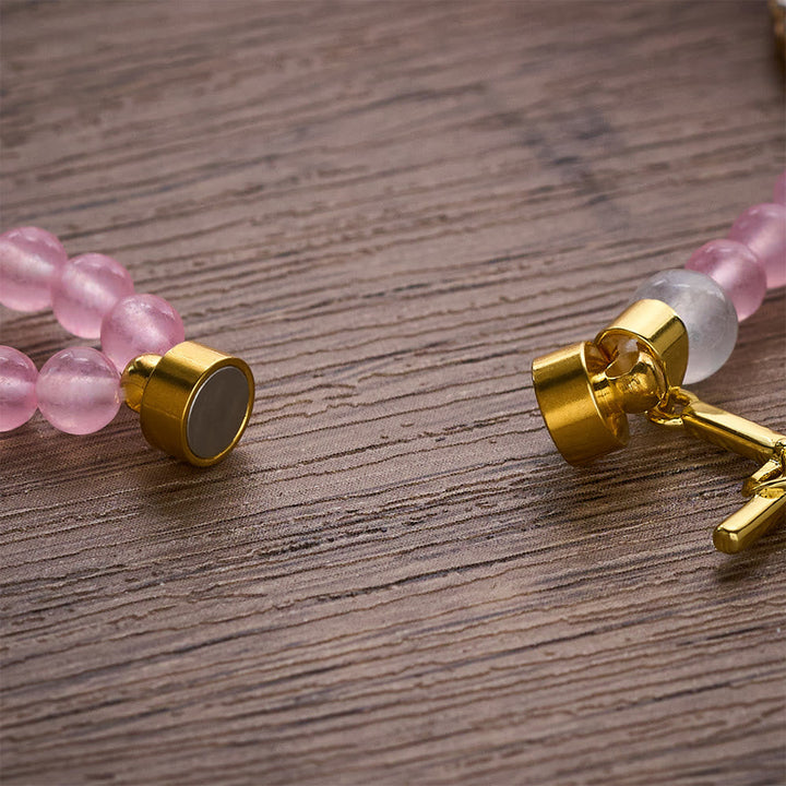 SolaceBeads Tender Heart Rosary Bracelet: Pink &amp; Ice Chalcedony with Miraculous Medal &amp; Cross