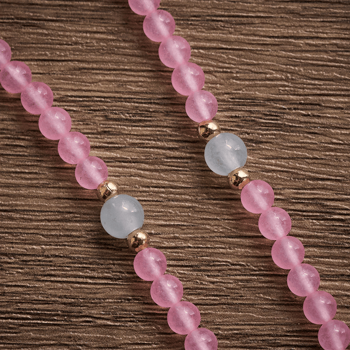 SolaceBeads Tender Heart Rosary Bracelet: Pink &amp; Ice Chalcedony with Miraculous Medal &amp; Cross
