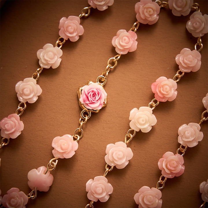 Solacebeads Carved Rose Artistic Rosary: Gentle Devotion With Miraculous Medal &amp; Crucifix