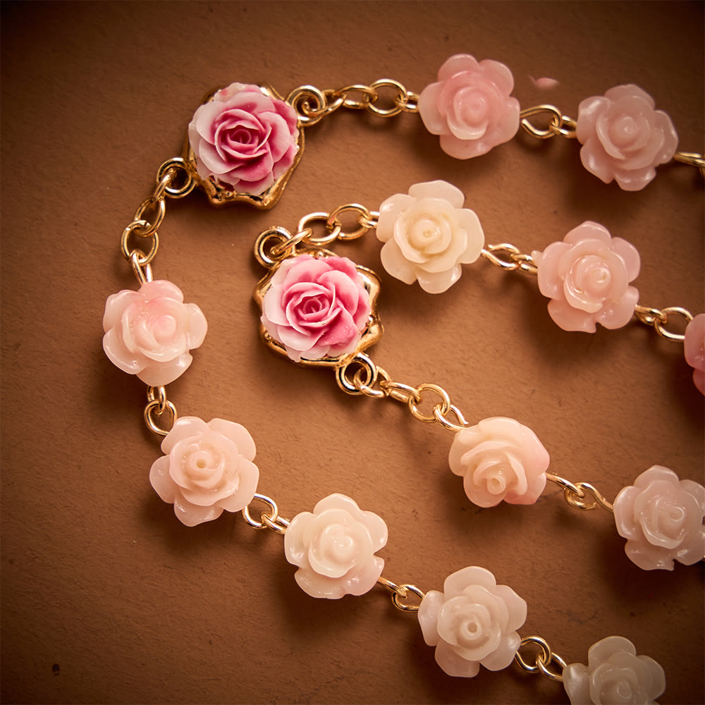 Solacebeads Carved Rose Artistic Rosary: Gentle Devotion With Miraculous Medal &amp; Crucifix
