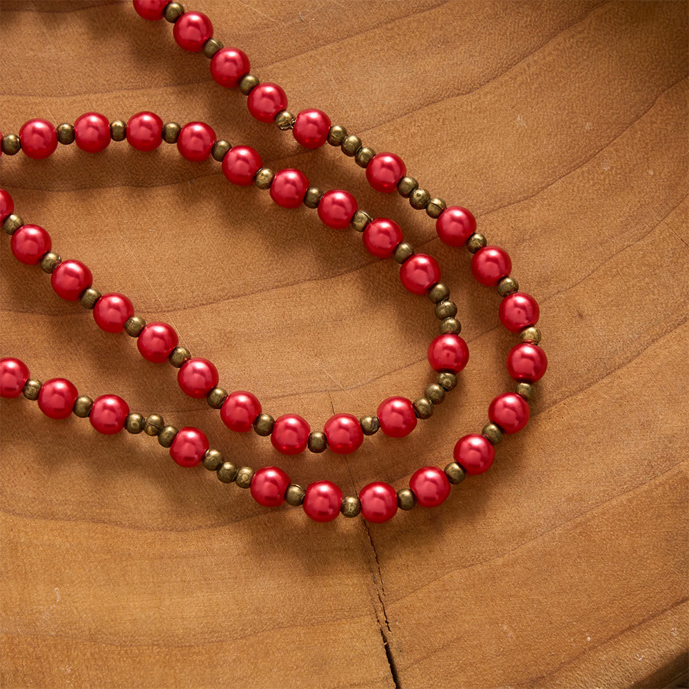 SolaceBeads Bold Crimson Rosary Bracelet With Antique Bronze Benedict Emblems: Rooted in Quiet Strength