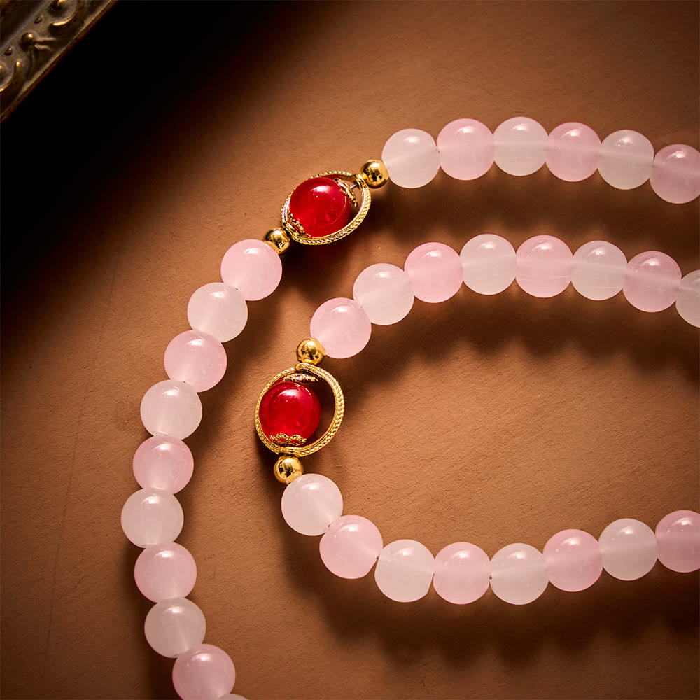 SolaceBeads Artistic Pink &amp; White Beaded Rosary: A Fusion of Colors &amp; Sacred Symbols
