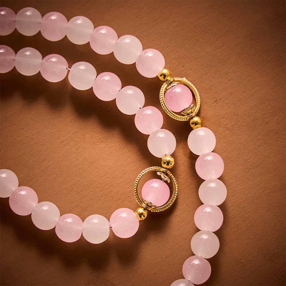 SolaceBeads Artistic Pink &amp; White Beaded Rosary: A Fusion of Colors &amp; Sacred Symbols