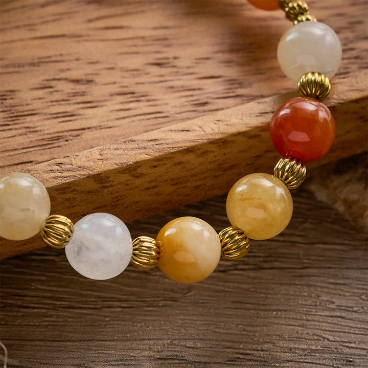 SolaceBeads Natural Gold Silk Jade &amp; White Jade Adjustable Rosary Bracelet: Warm Blessing of Maria