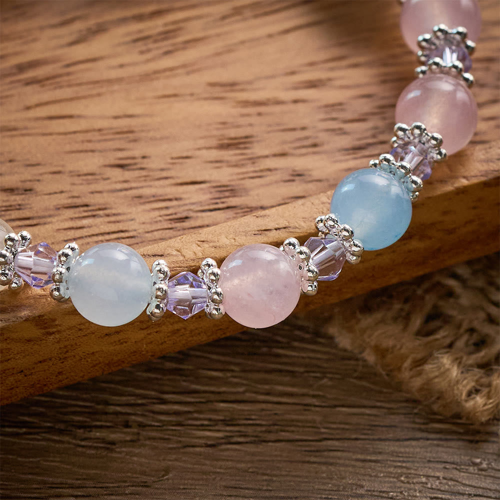 SolaceBeads Morganite Glass Rosary Bracelet: Faith To Wear Every Single Day