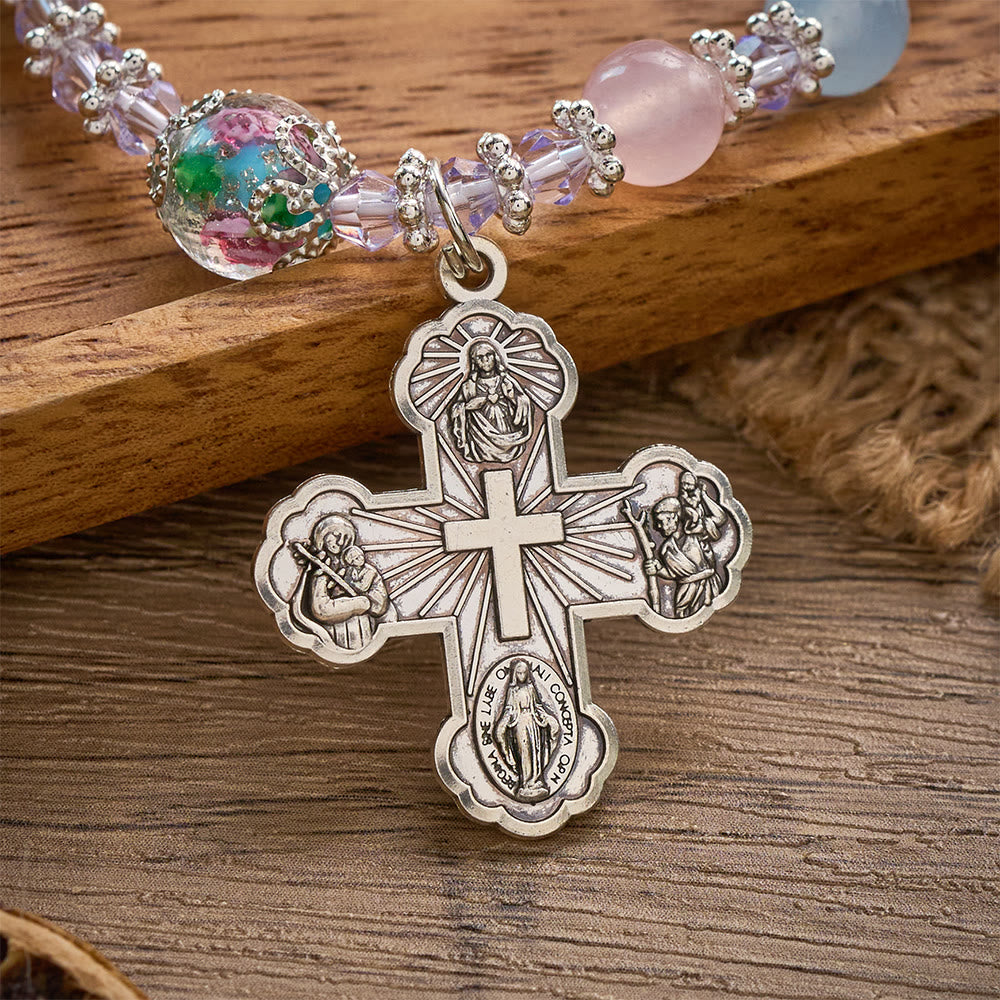 SolaceBeads Morganite Glass Rosary Bracelet: Faith To Wear Every Single Day