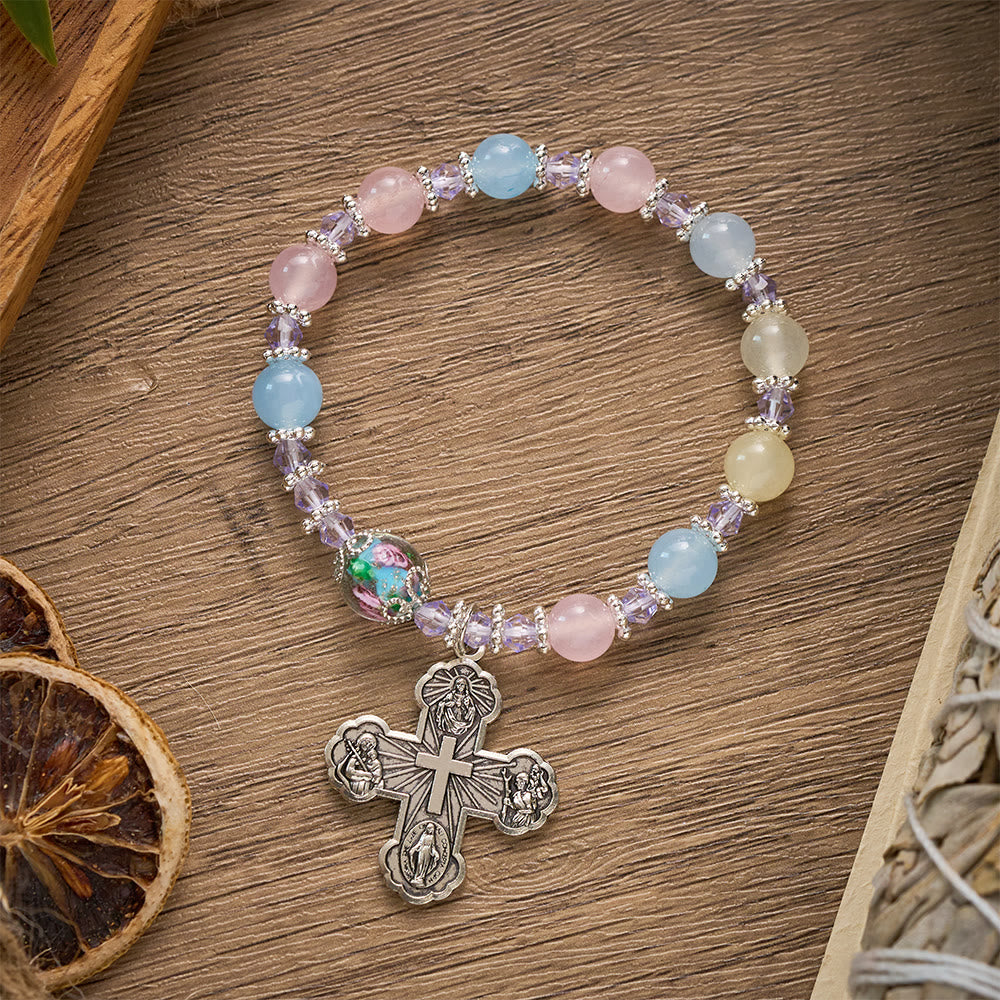 SolaceBeads Morganite Glass Rosary Bracelet: Faith To Wear Every Single Day