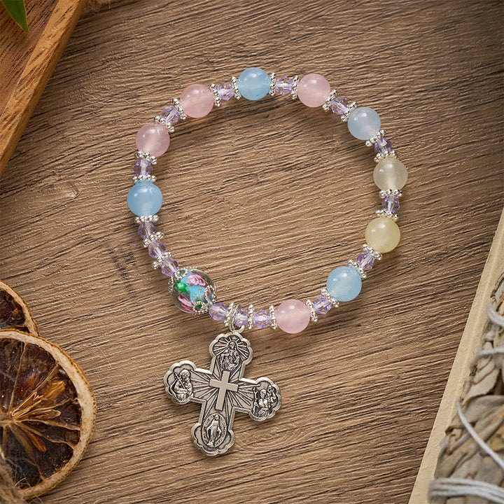 SolaceBeads Morganite Glass Rosary Bracelet: Faith To Wear Every Single Day
