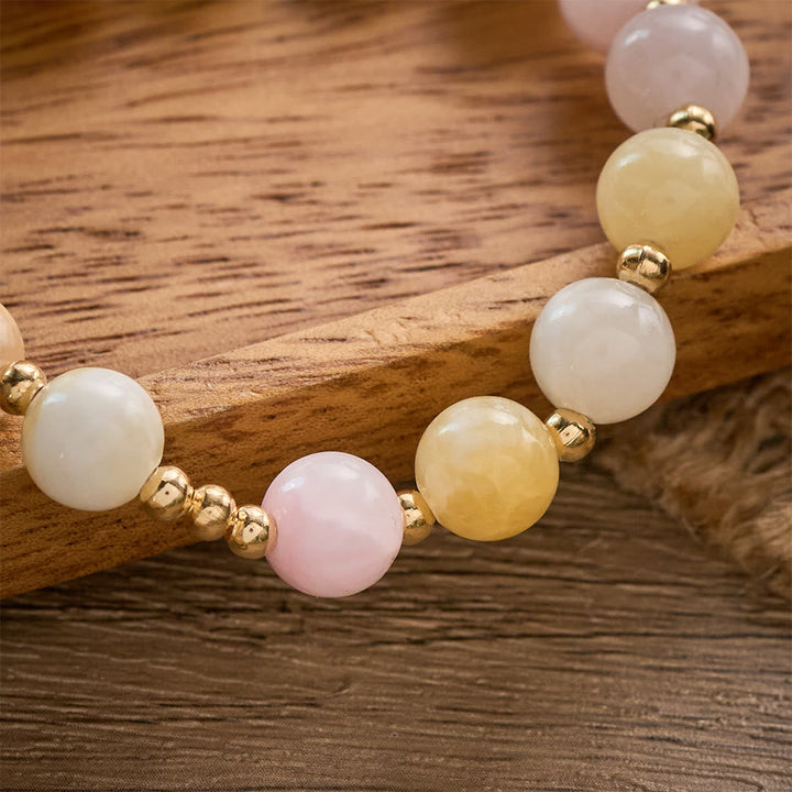 SolaceBeads Pastel Jade Rosary Bracelet: Holy Spirit Four-Way Cross, Gentle Faith