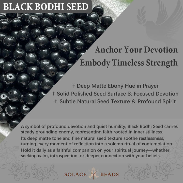 SolaceBeads The Dark Luster Faith Black Flash Bodhi Wood Beads Rosary Bracelet: Rooted in Peace
