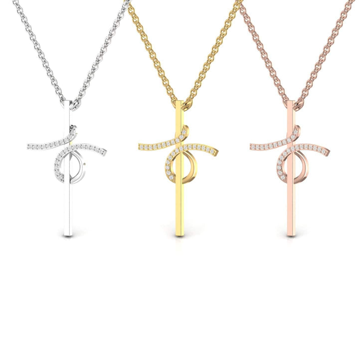 Cross Necklace With Diamond Twist Detail