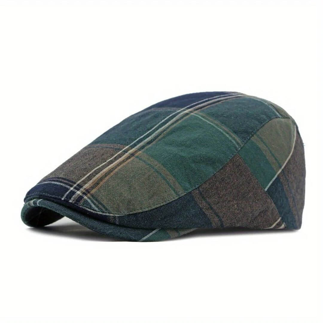 Plaid Cotton Flat Cap | SCRANTON