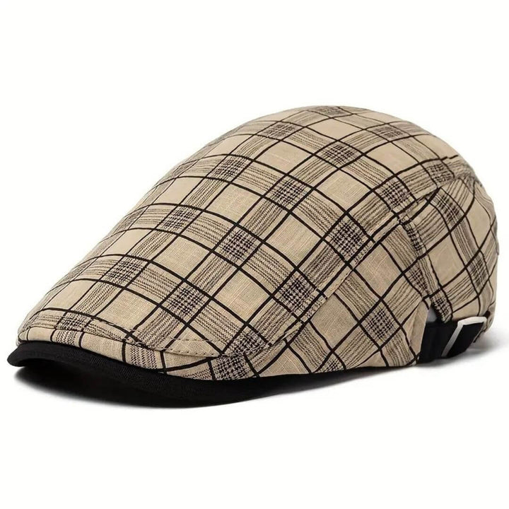 Linen-Cotton Plaid Flat Cap | WELLINGTON
