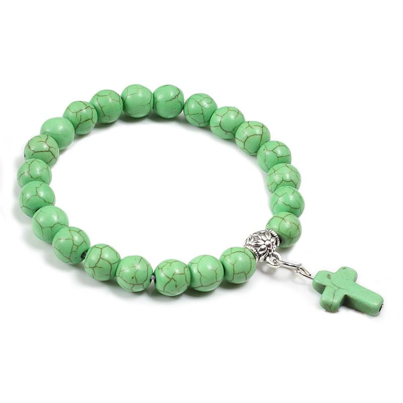 Cross Bead Bracelet Charm Green