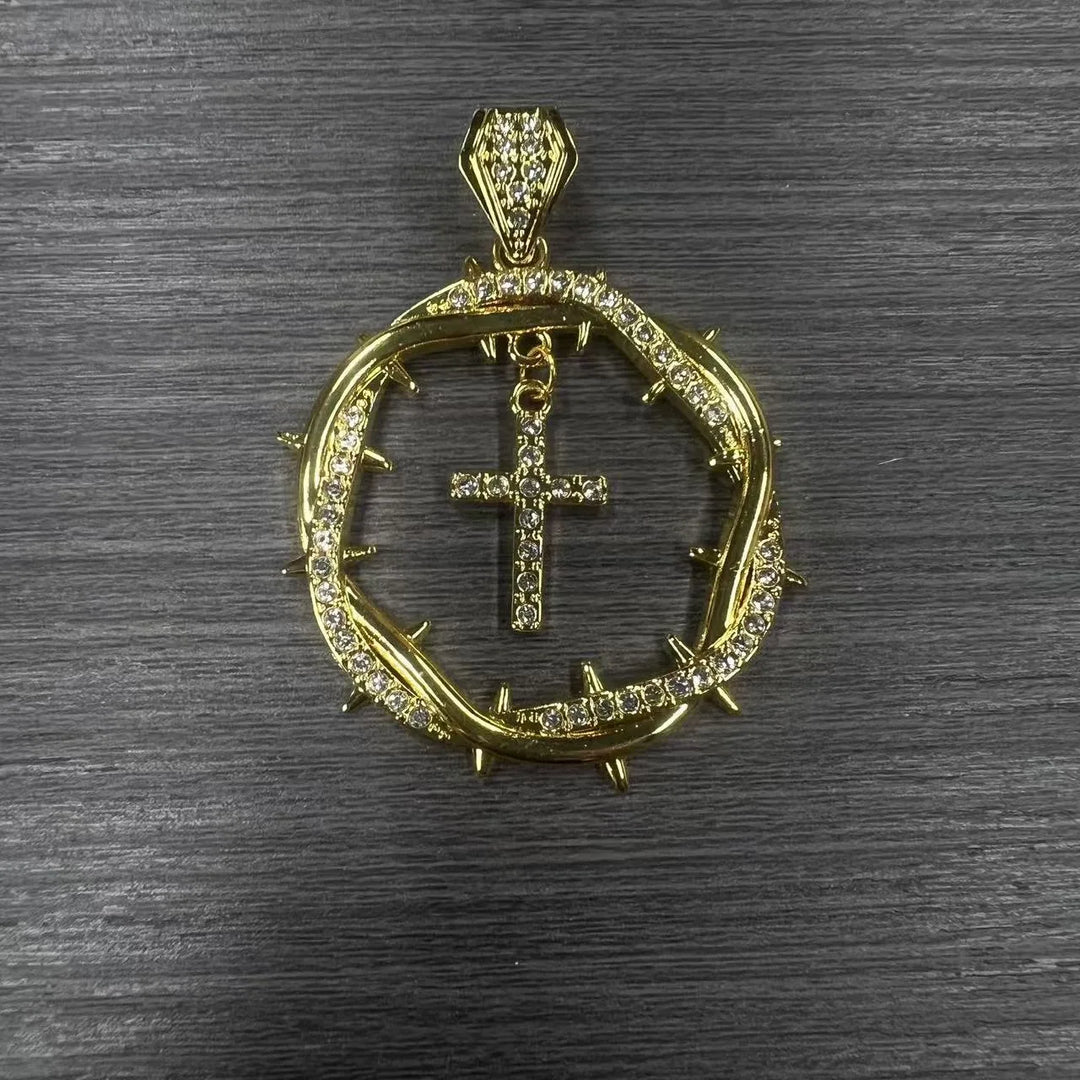 Classic Cross Pendant Necklace with Zircon Inlay Electroplated Alloy Chain for Women - Nihaojewelry