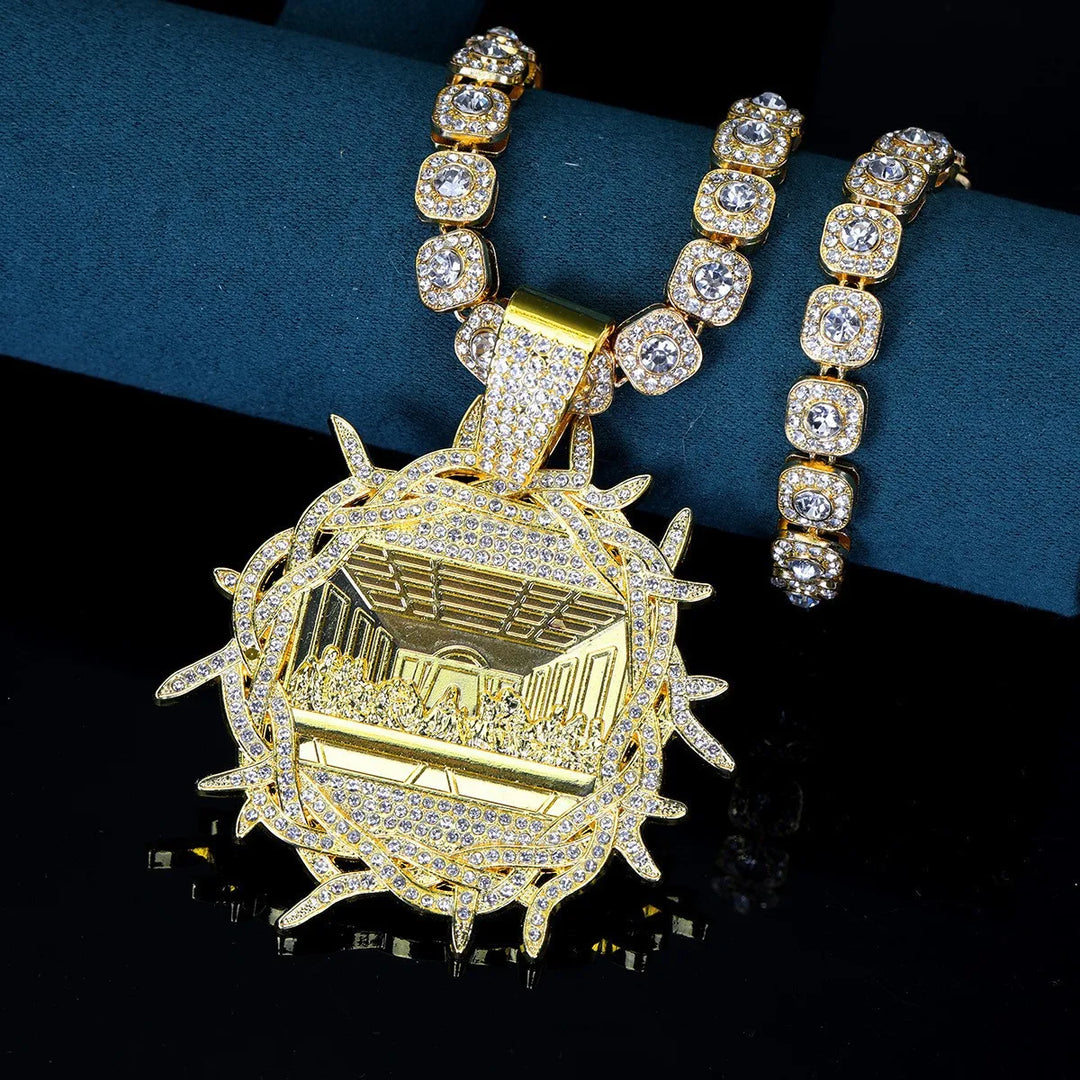 Classic Cross Pendant Necklace with Zircon Inlay Electroplated Alloy Chain for Women - Nihaojewelry