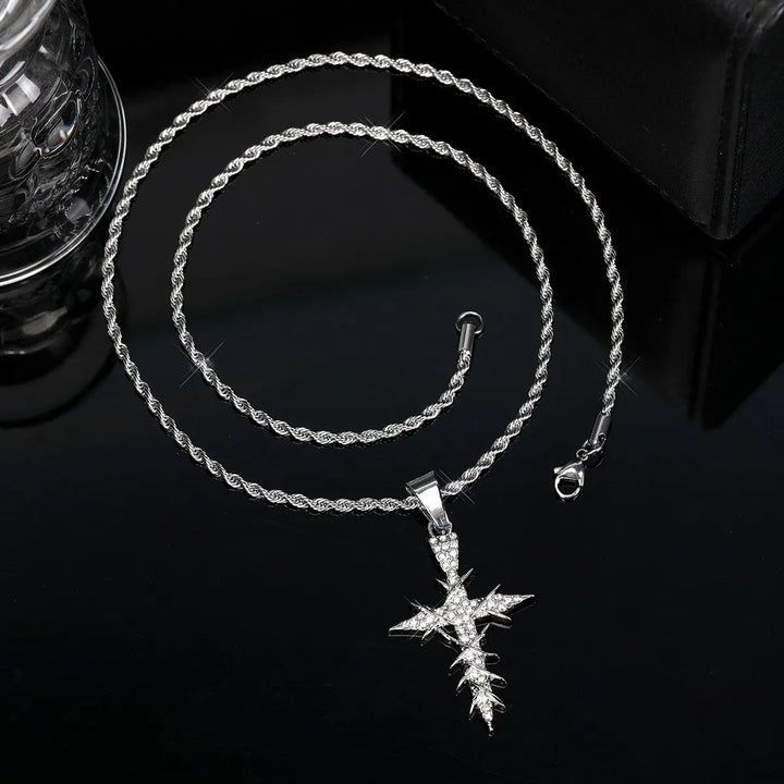 Classic Cross Pendant Necklace with Zircon Inlay Electroplated Alloy Chain for Women - Nihaojewelry