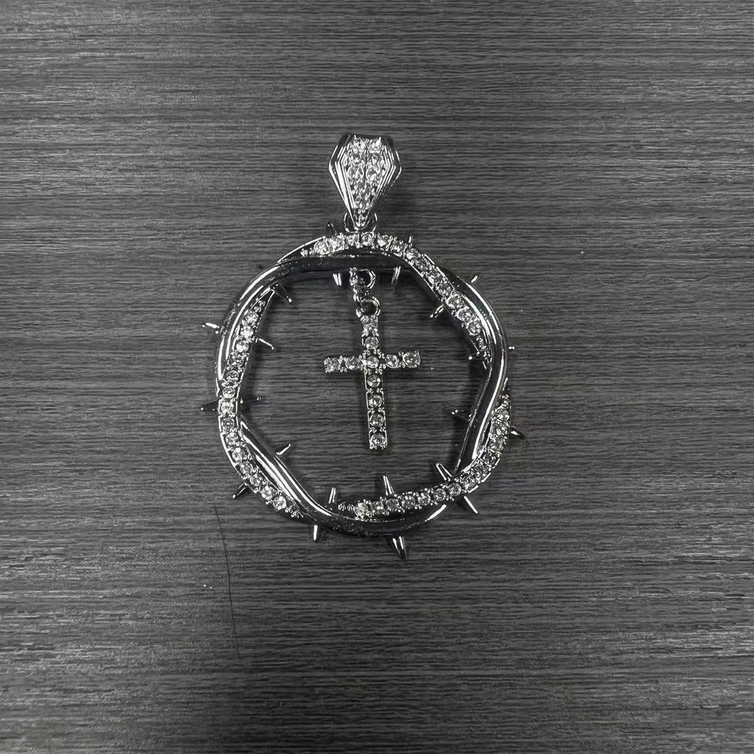 Classic Cross Pendant Necklace with Zircon Inlay Electroplated Alloy Chain for Women - Nihaojewelry