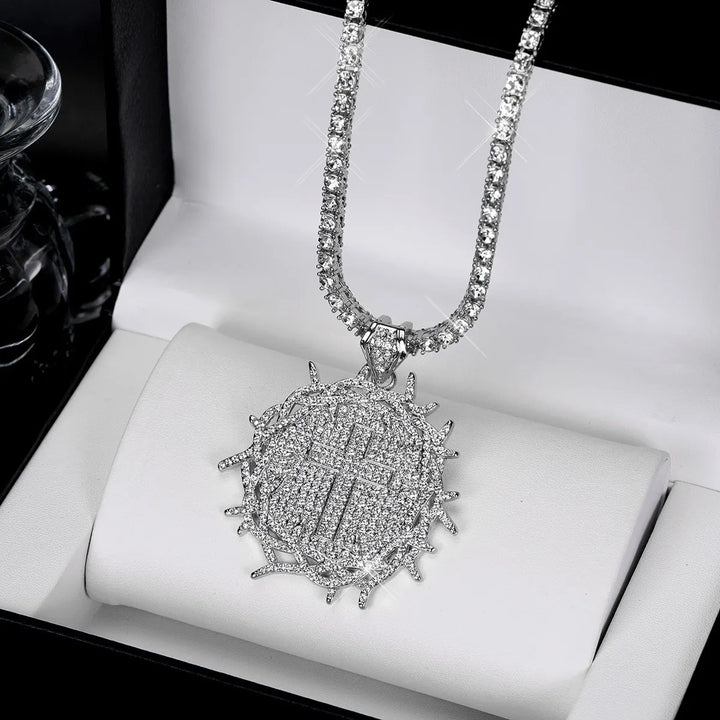 Classic Cross Pendant Necklace with Zircon Inlay Electroplated Alloy Chain for Women - Nihaojewelry
