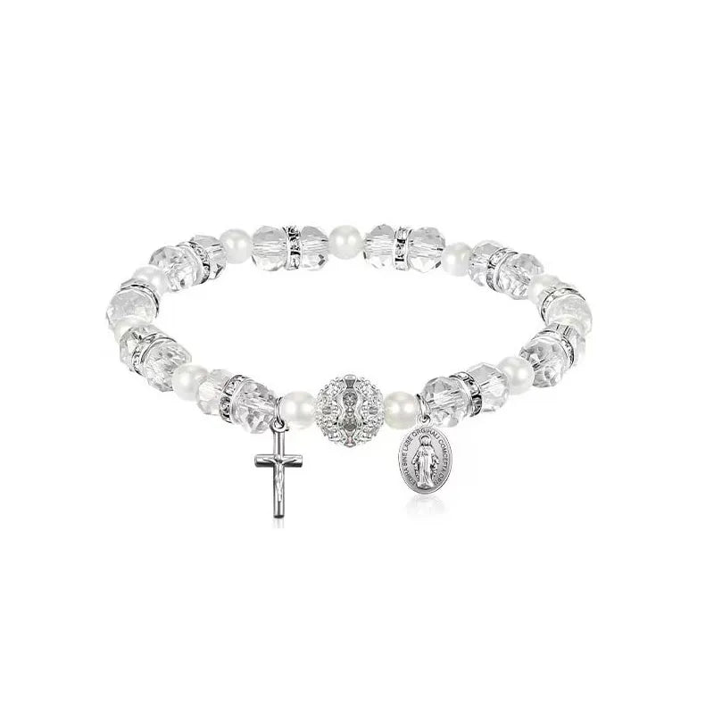 Vintage Style Resin Rosary Bracelet with Zinc Alloy Virgin Mary Crucifix Pendant for Adults - Nihaojewelry