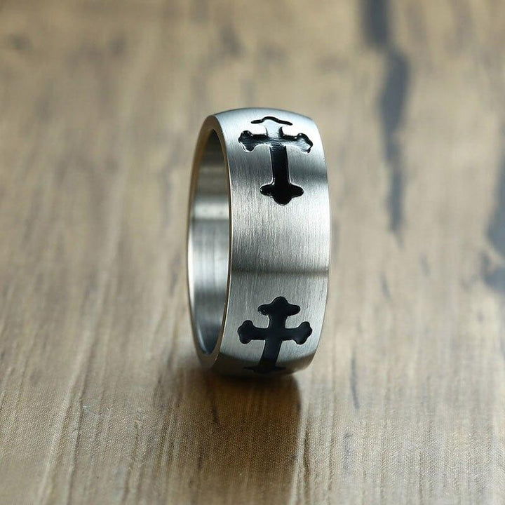 Christian Ring Black Cross