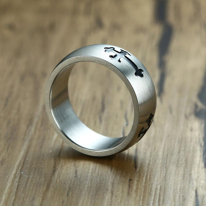 Christian Ring Black Cross