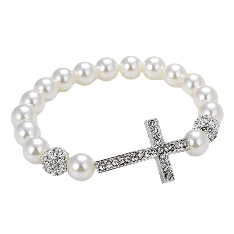 Women's Imitation Pearl Cross Bracelet
