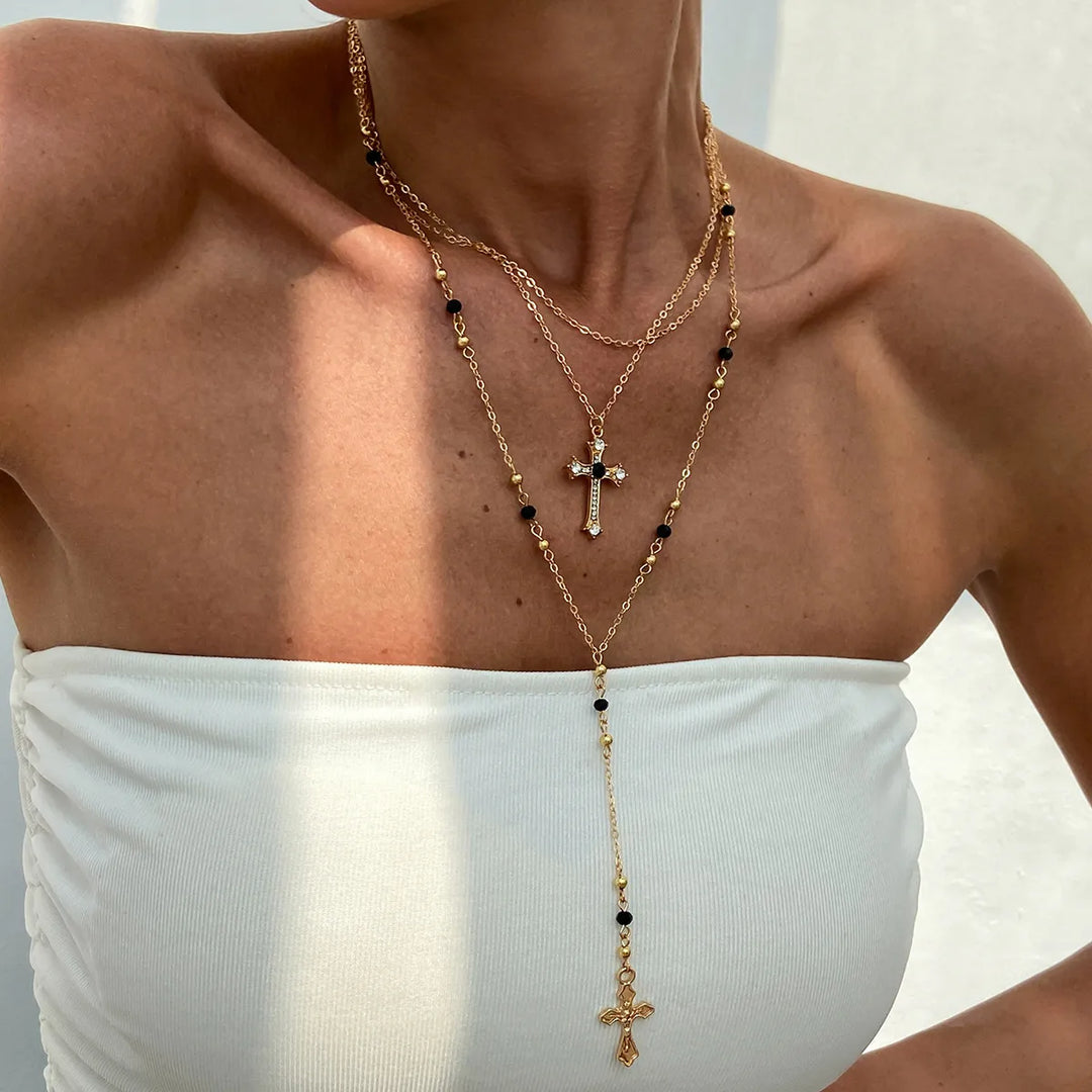 Personalized Cross Design Alloy Y-Necklace for Women - Nihaojewelry