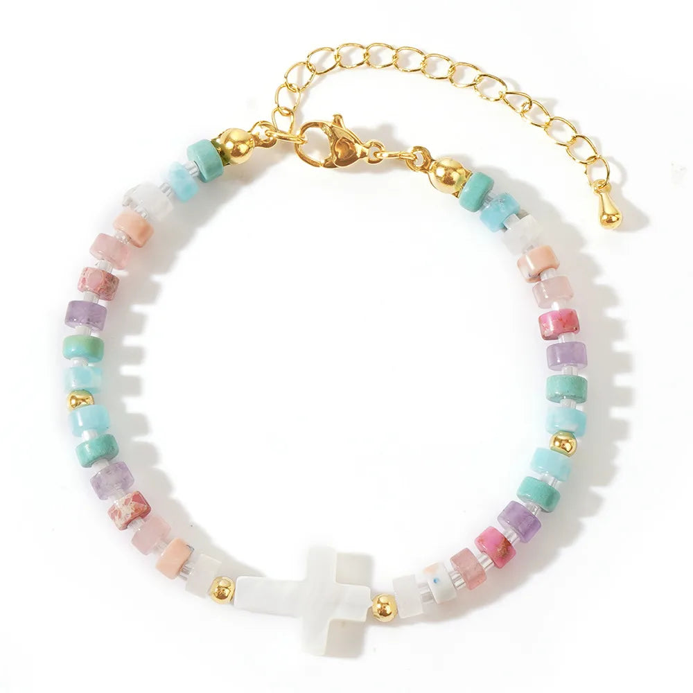 Simple Style Geometric Cross Glass Seed Bead Shell Wholesale Bracelets Drawstring Bracelets - Nihaojewelry