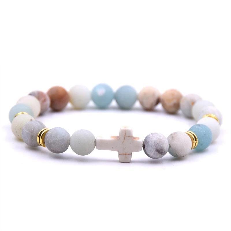 Cross Bead Bracelet Colorful Stones