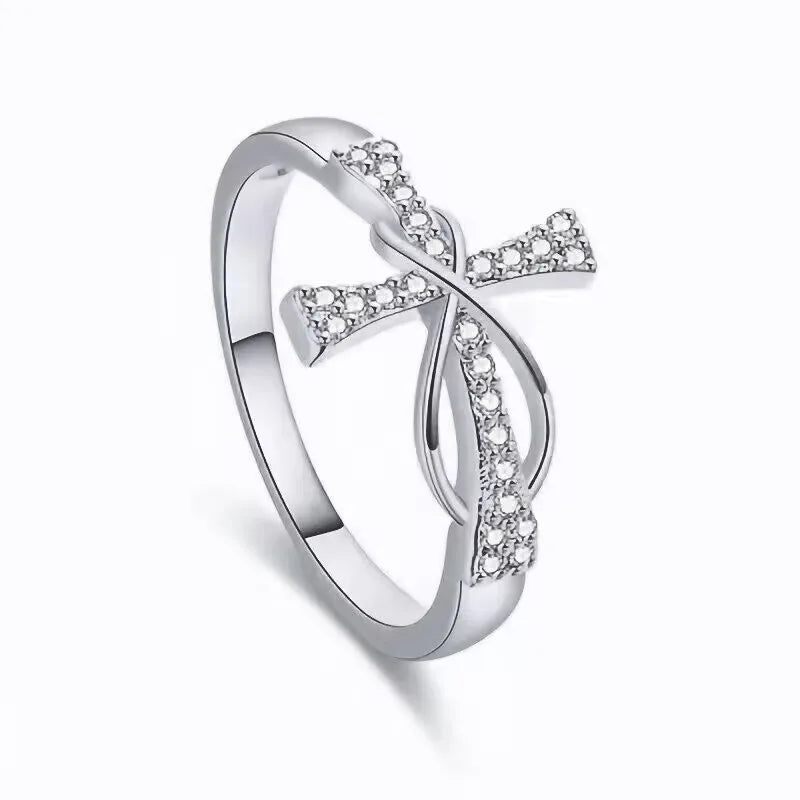 Unisex Alloy Cross Ring For Everyday Wear, Golden Plated with Rhinestones, Featuring 0.03µm-0.05µm Plating Thickness - Nihaojewelry UK