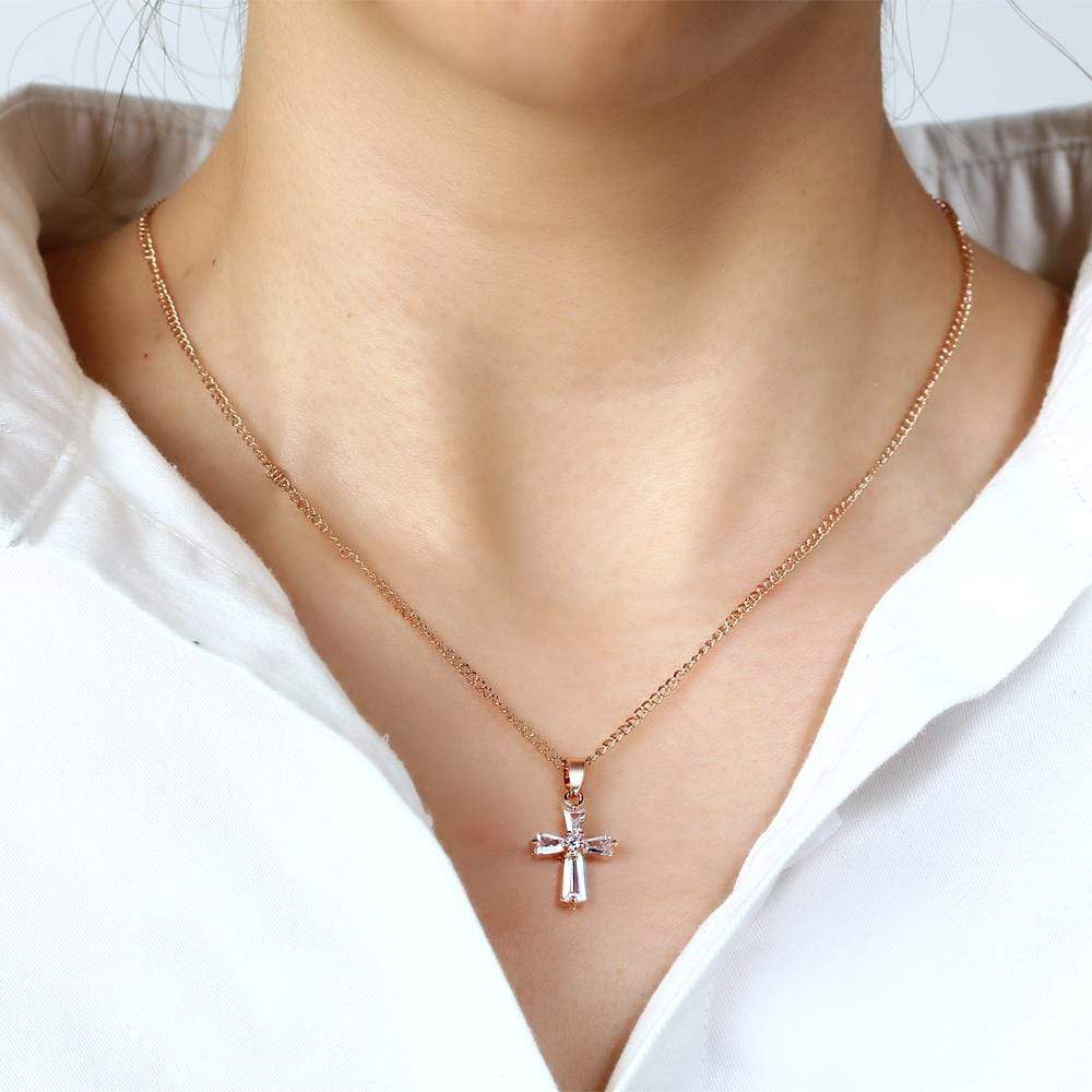 Women's Christian Necklace Crystal Cross