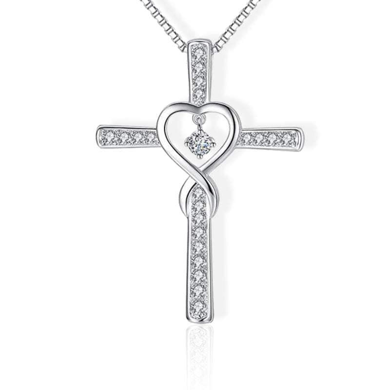 Women's Christian Necklace Gemstone Heart