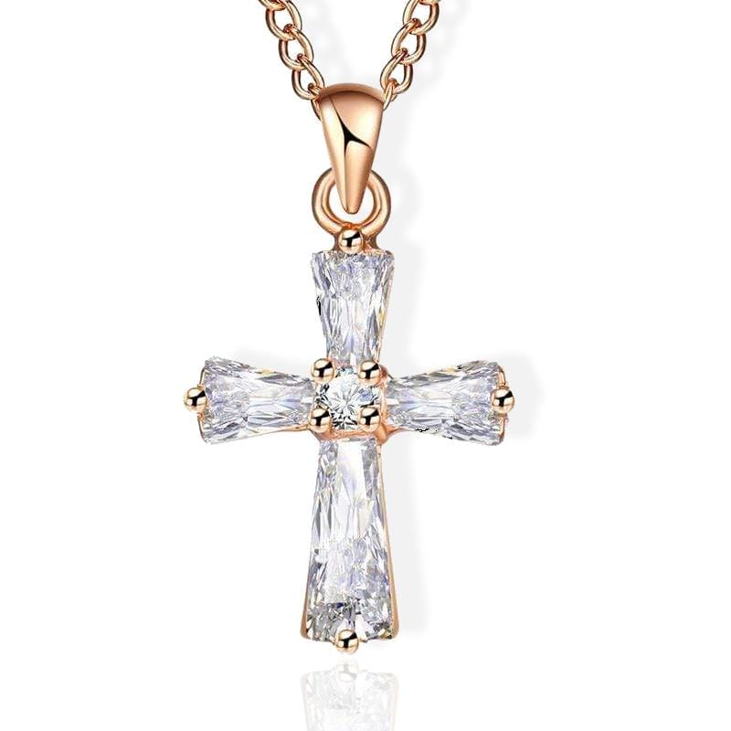 Women's Christian Necklace Crystal Cross