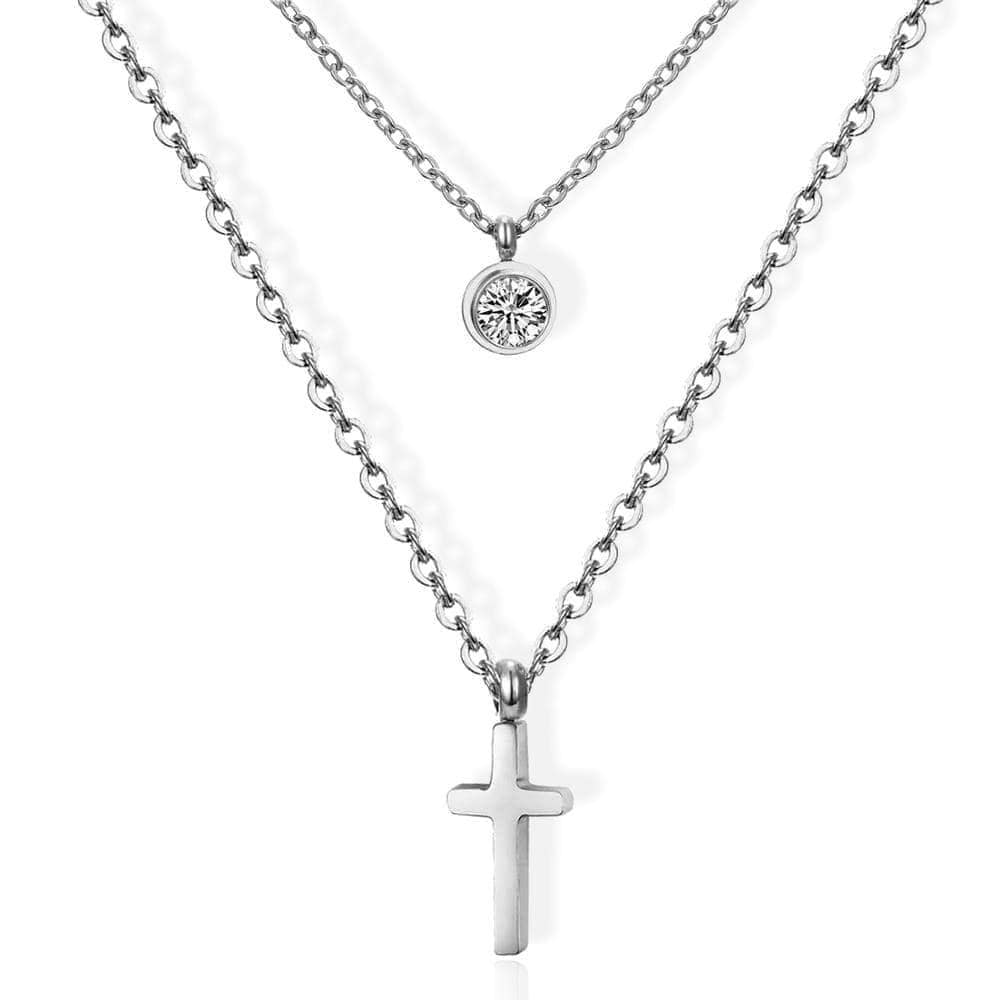 Women's Christian Necklace Choker Diamond (Steel)