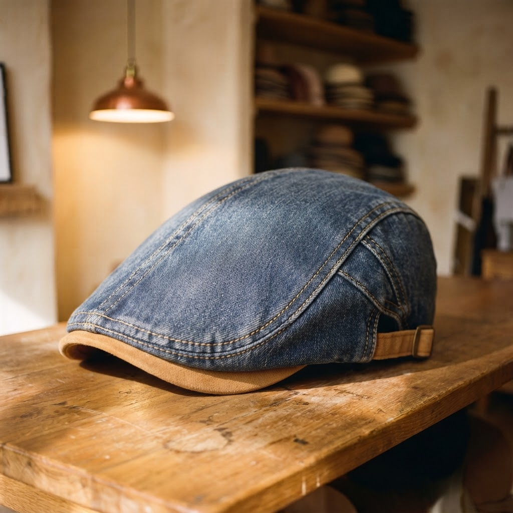Frank's Caps — denim-flat-cap-fargo