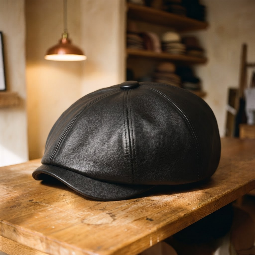 Frank's Caps — leather-flat-cap-monaco