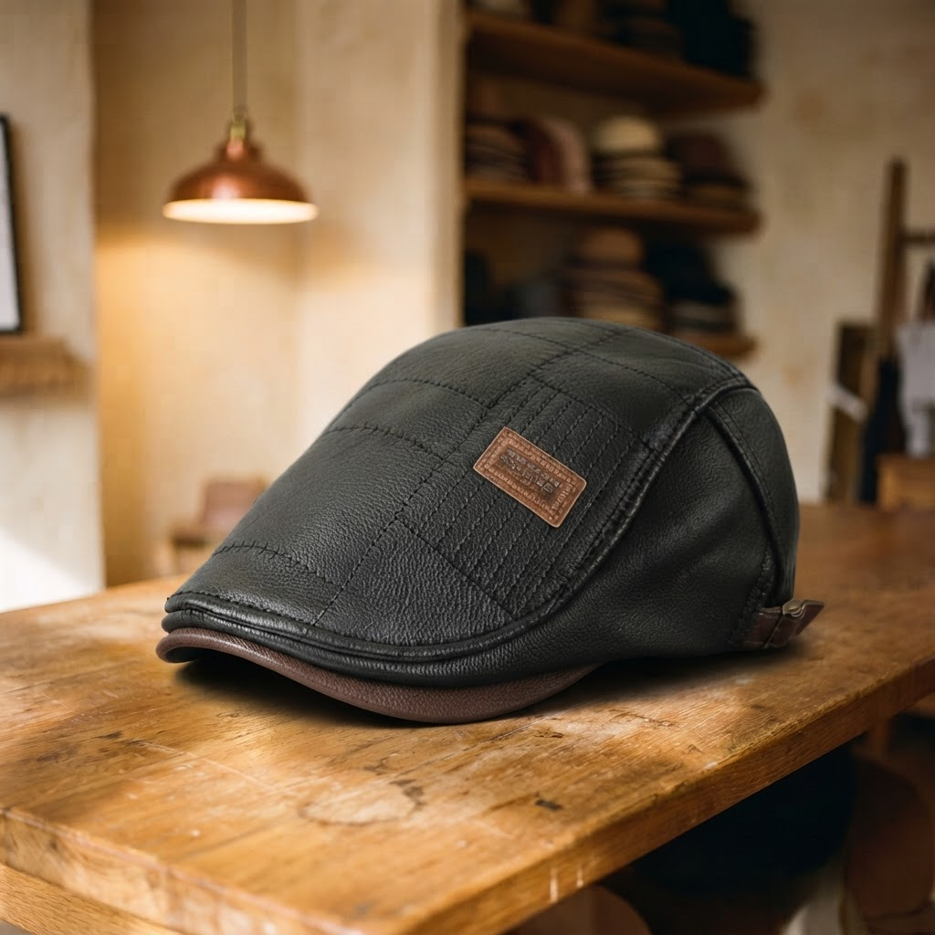 Frank's Caps — leather-grid-cap-copenhagen
