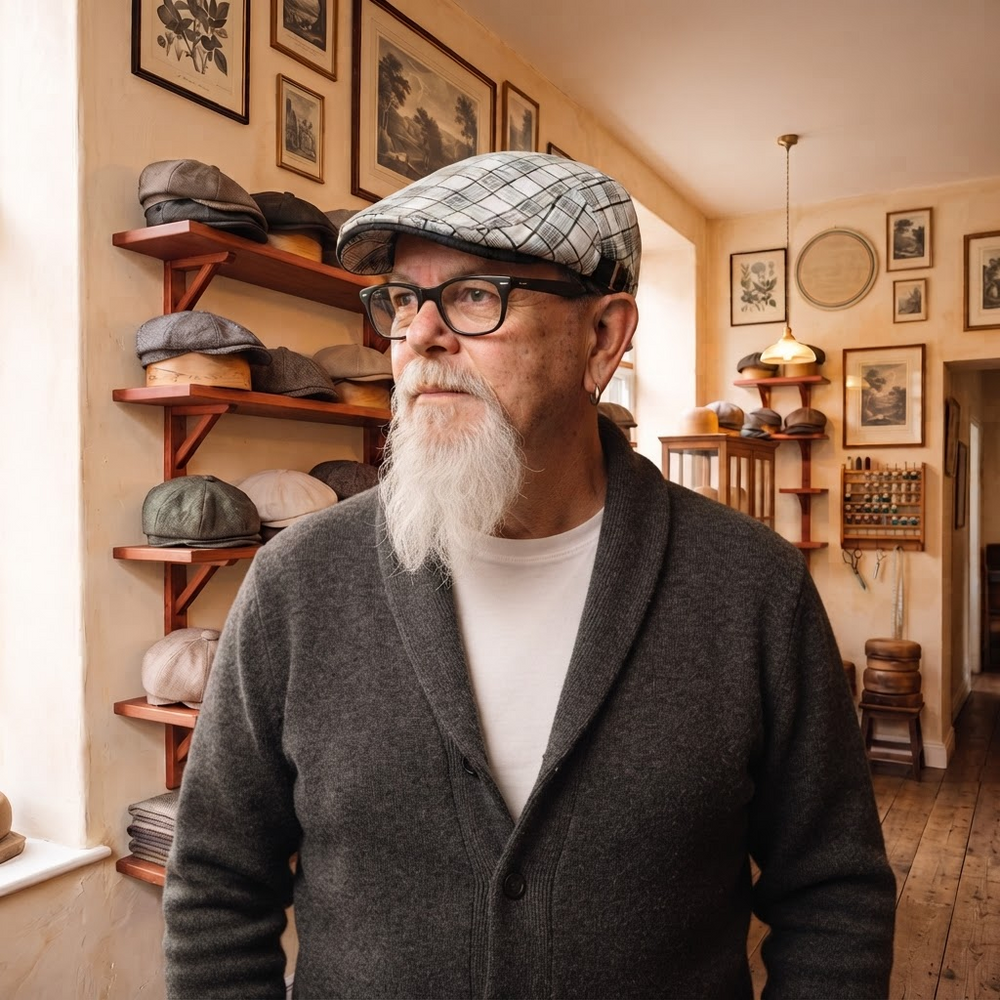 Frank's Caps — linen-cotton-plaid-flat-cap-wellington