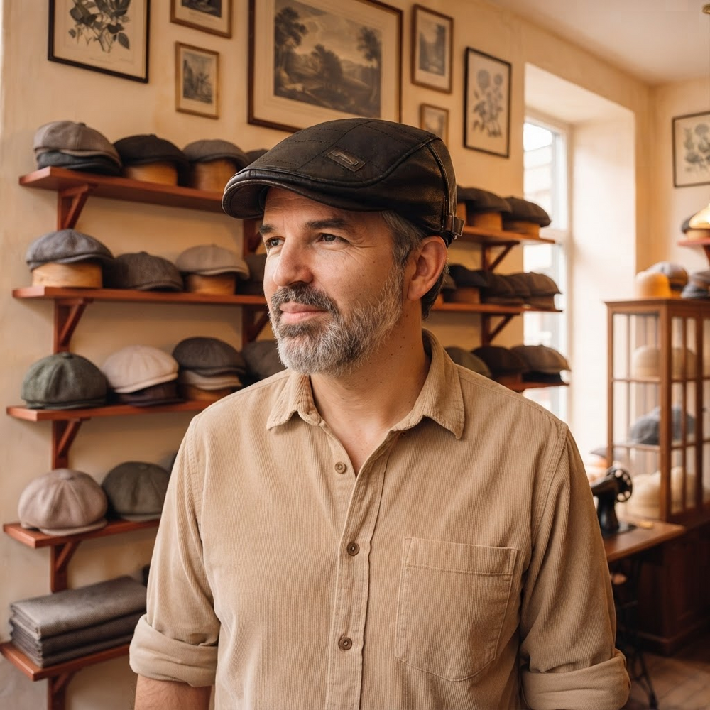 Frank's Caps — vegan-leather-flat-cap-columbus