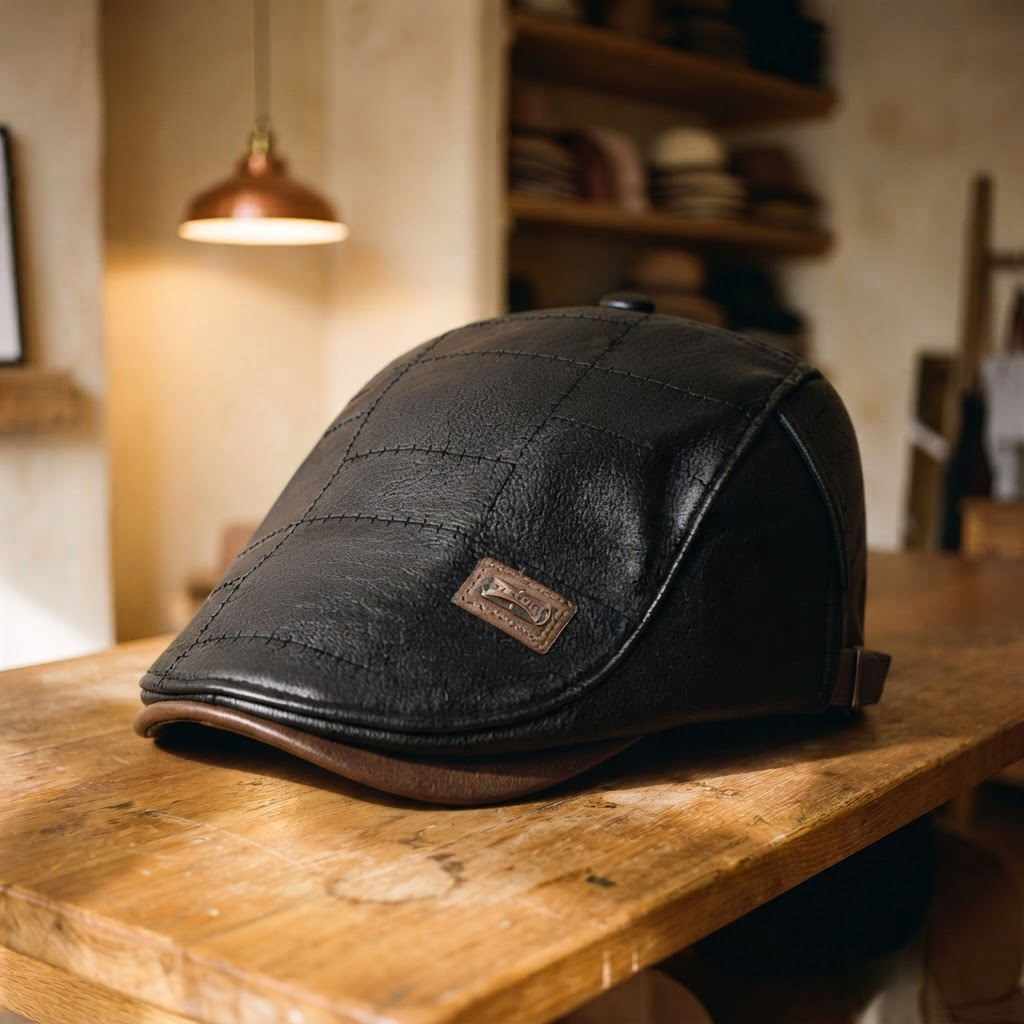Frank's Caps — vegan-leather-flat-cap-columbus